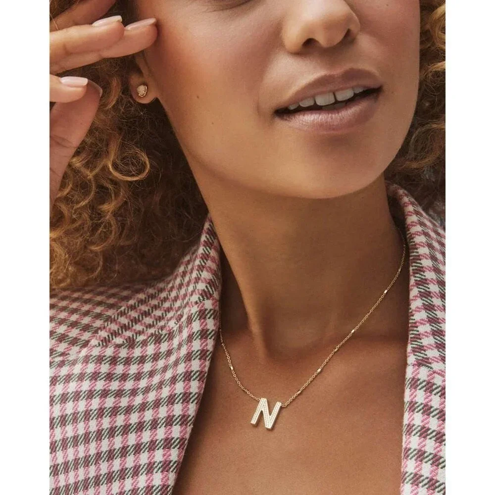 Letters N pendant necklace for women fashion jewelry 14k gold plated brass